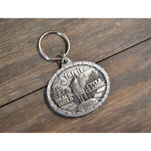 2003 Pewter Motorcycle Keychain Sturgis SD Rally Black Hills Lone Wolf Rider